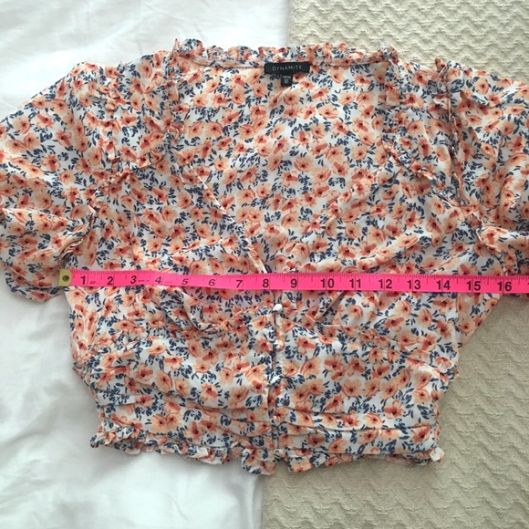 Dynamite orange and white dainty floral crop top XS - Picture 9 of 12